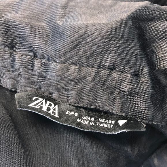 Zara Black Cropped Button Down 100% Viscose Shirt Size S - Picture 6 of 8